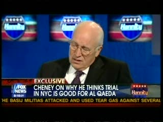 Hannity asks Cheney if KSM will be tried in NYC because Obama "doesn’t believe there’s a war on terror"